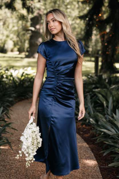 Lisbeth Midi Dress - Navy-Sunny Prom