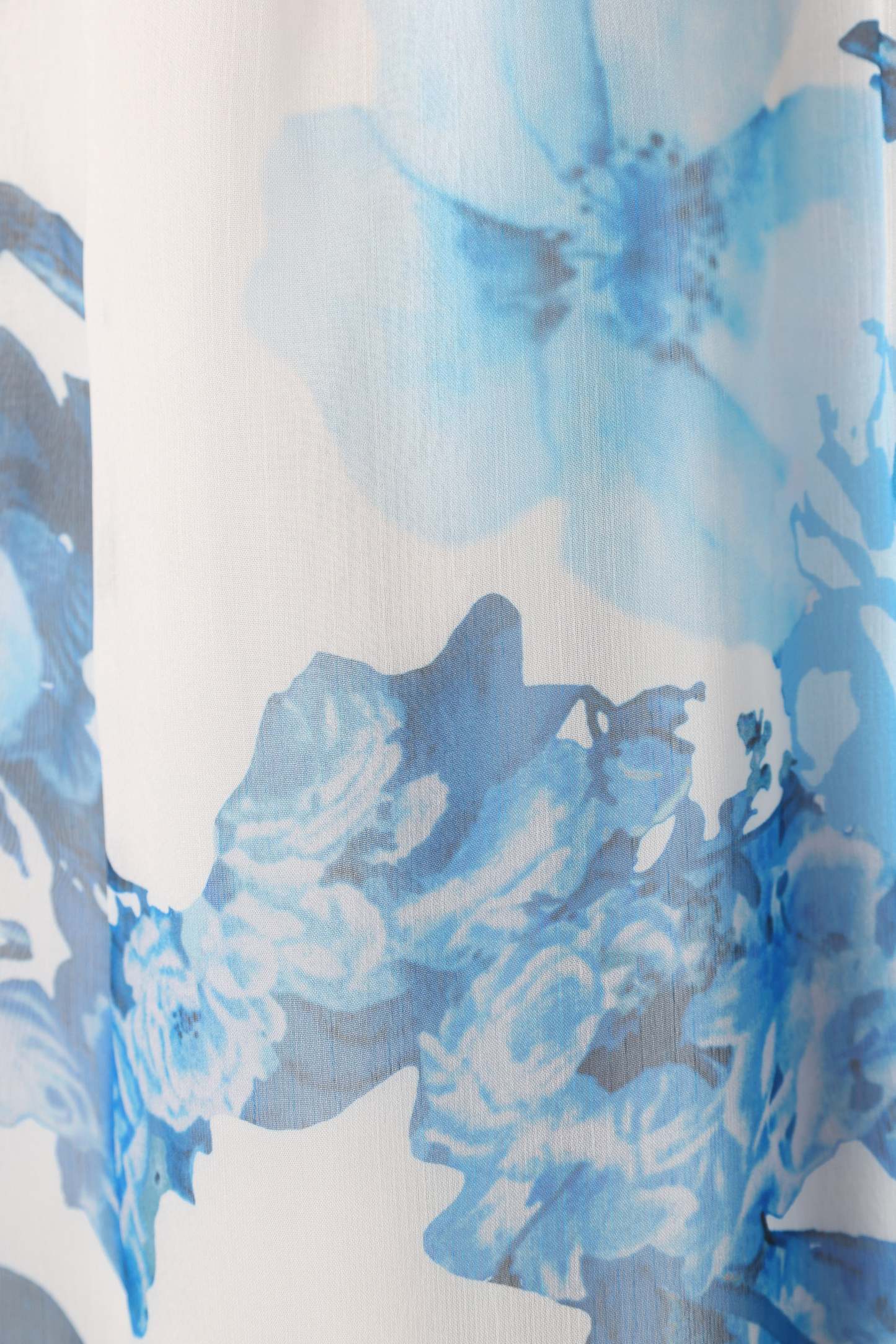 Lucah Frill Shoulder Maxi Dress - Blue White Floral-Sunny Prom