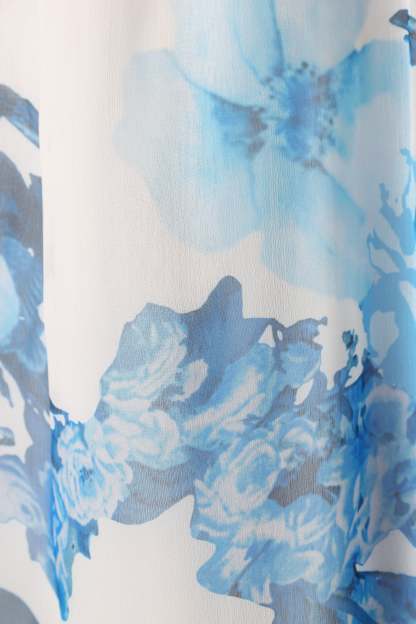 Lucah Frill Shoulder Maxi Dress - Blue White Floral-Sunny Prom