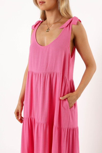 Marcy Midi Dress - Pink-Sunny Prom