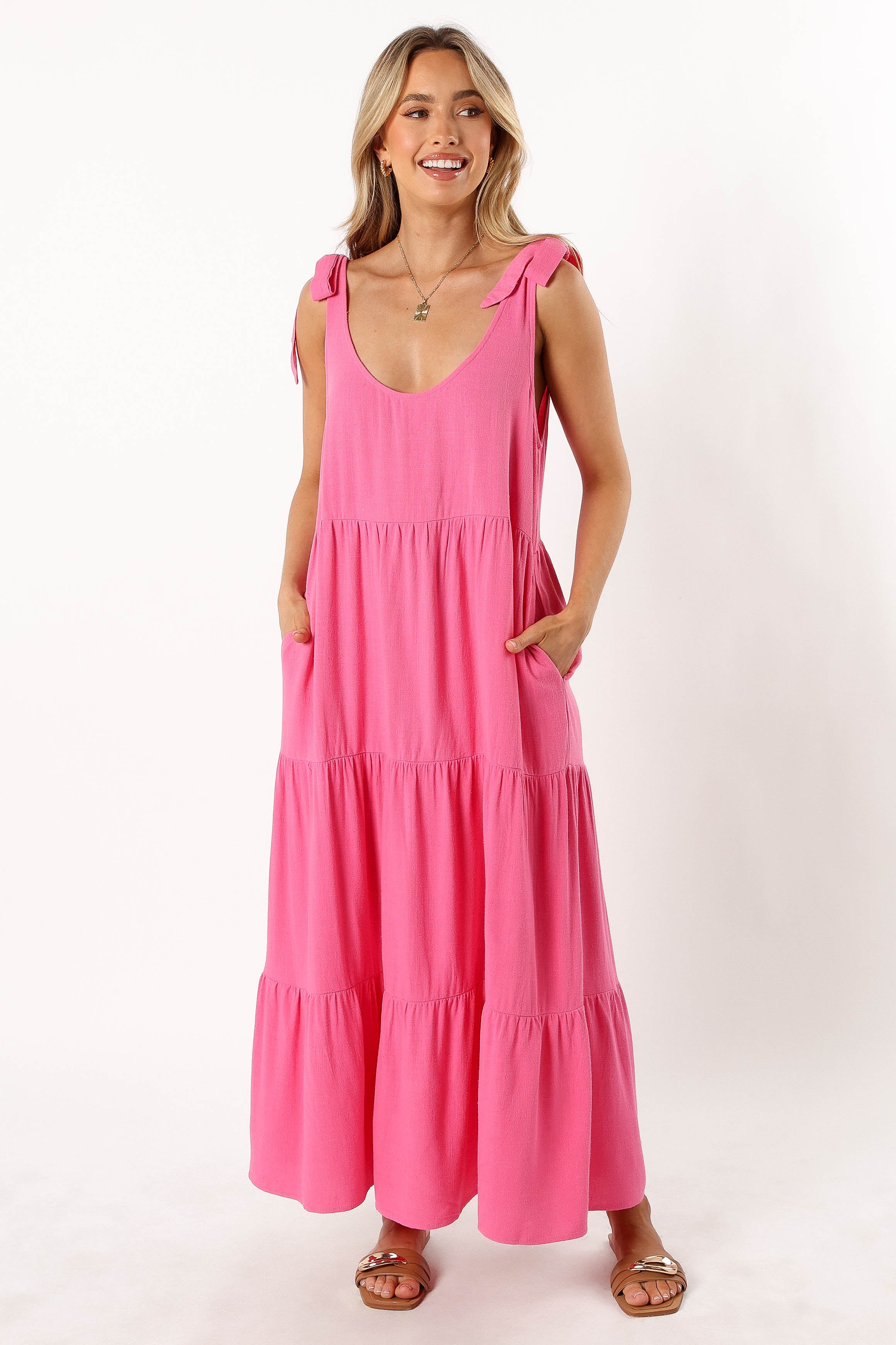 Marcy Midi Dress - Pink-Sunny Prom