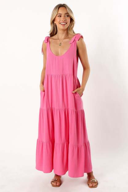 Marcy Midi Dress - Pink-Sunny Prom