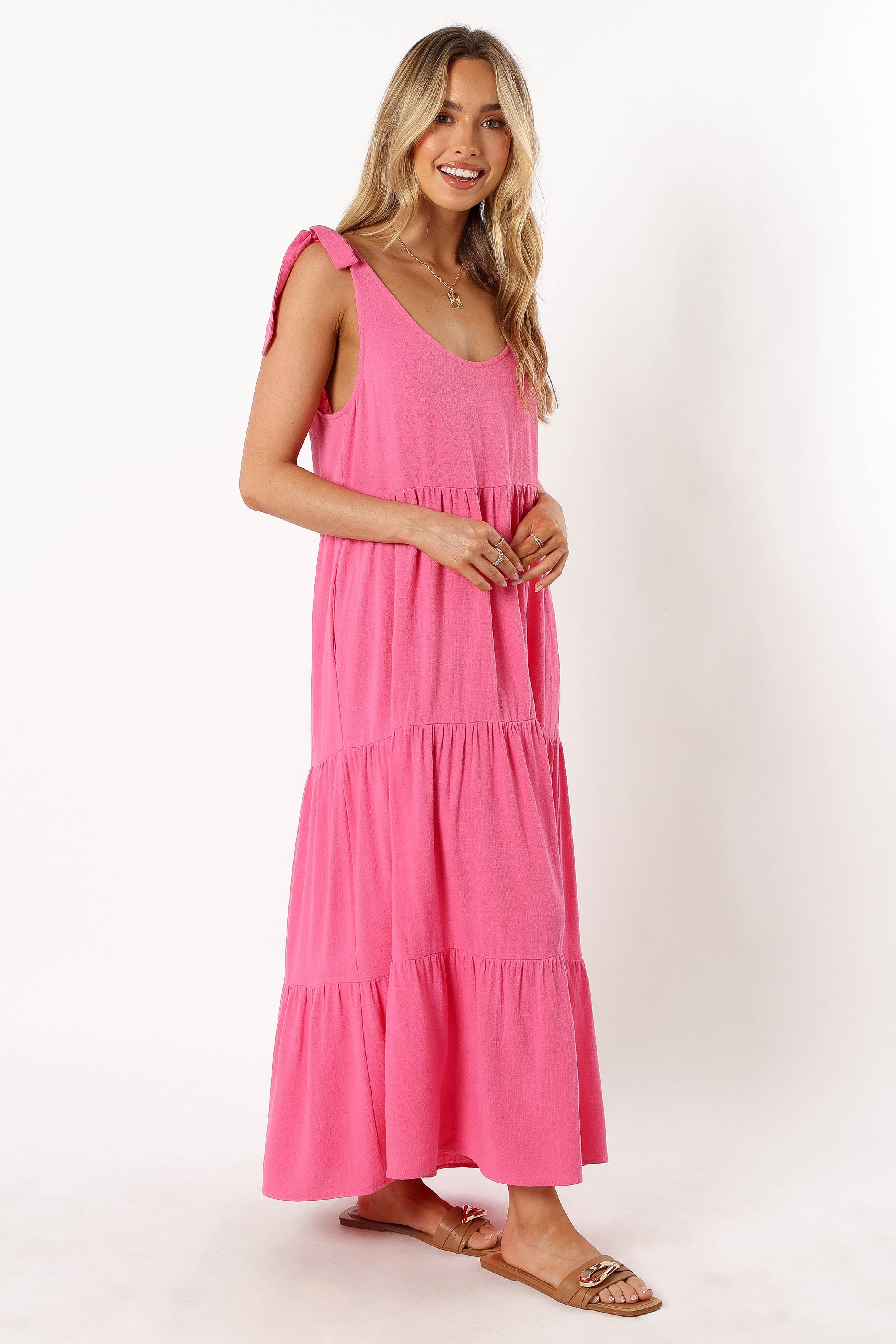 Marcy Midi Dress - Pink-Sunny Prom