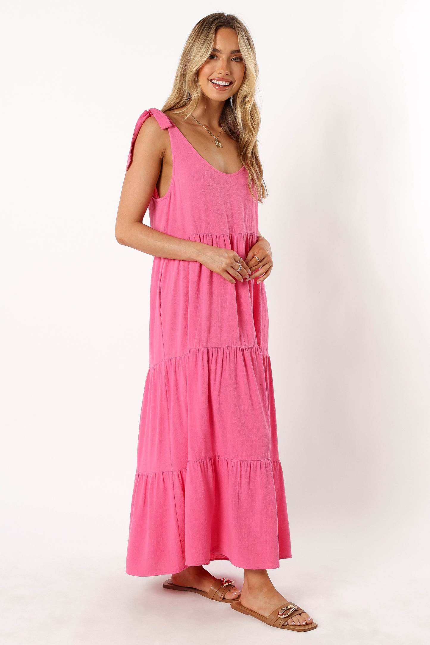 Marcy Midi Dress - Pink-Sunny Prom