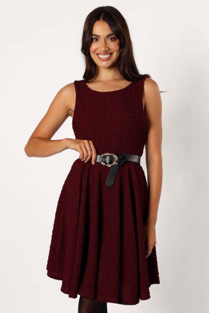 Margaret Mini Dress - Burgundy-Sunny Prom