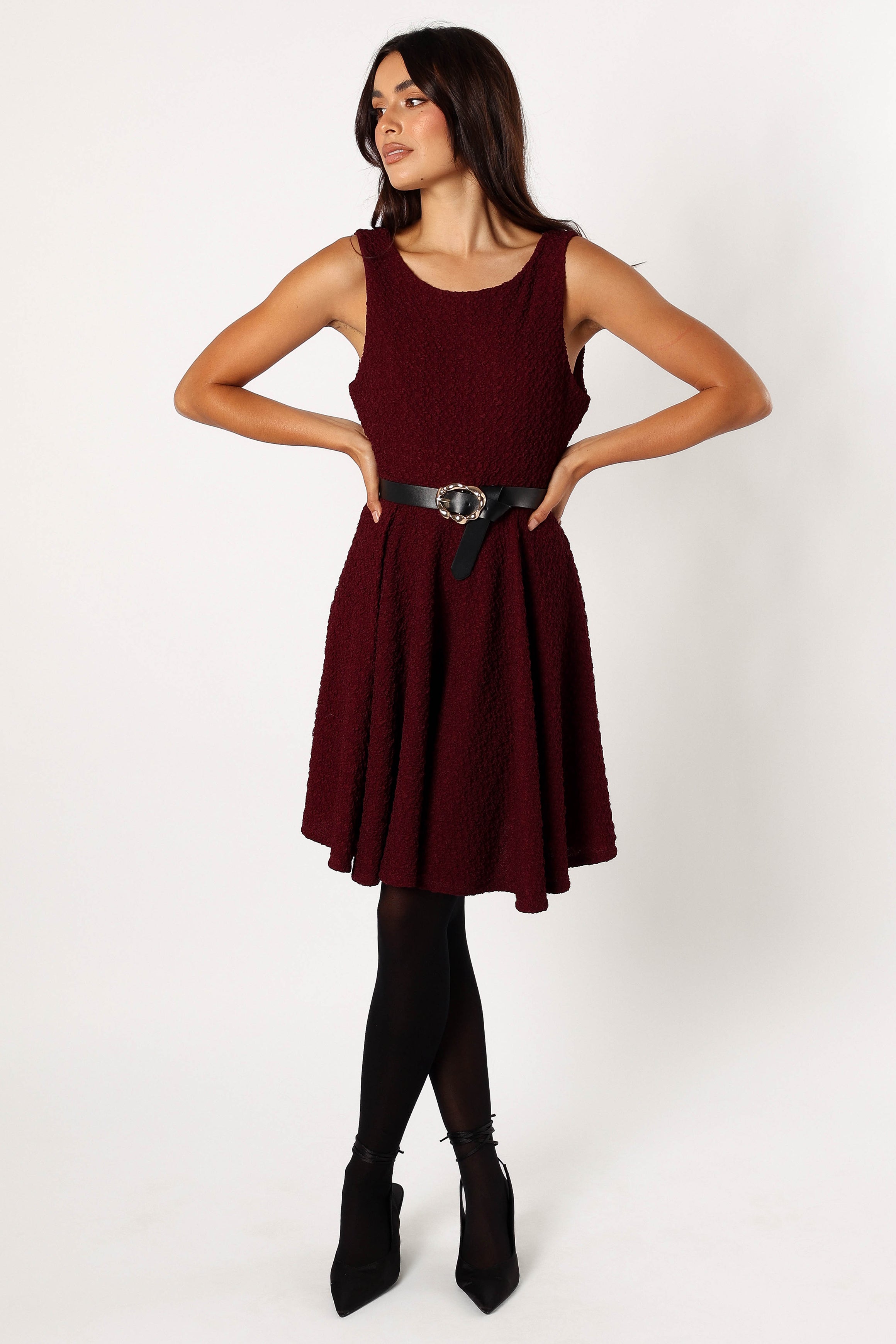 Margaret Mini Dress - Burgundy-Sunny Prom