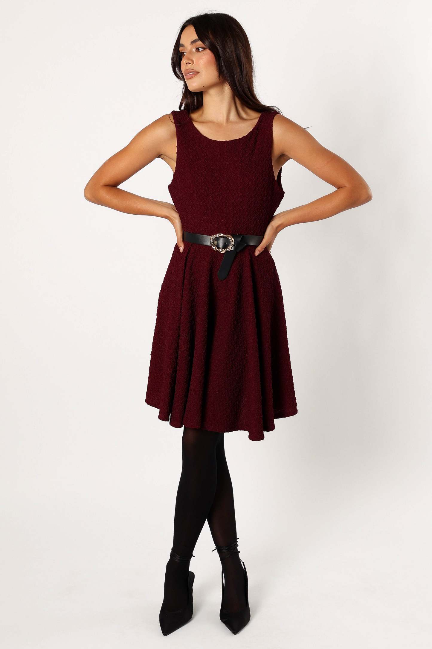 Margaret Mini Dress - Burgundy-Sunny Prom