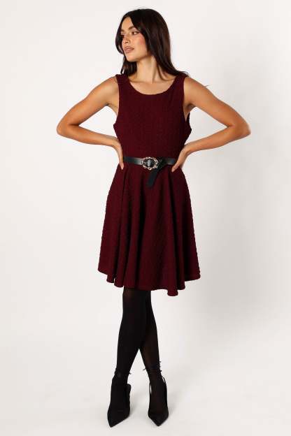 Margaret Mini Dress - Burgundy-Sunny Prom