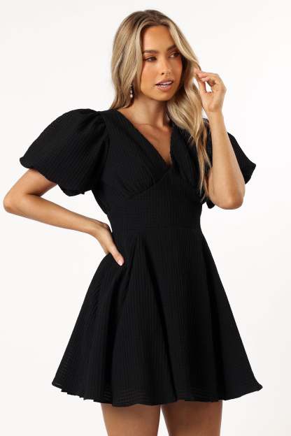 Max Short Sleeve Mini Dress - Black-Sunny Prom