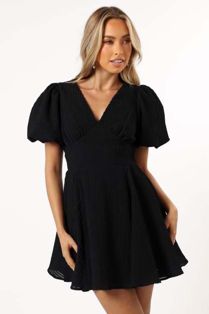Max Short Sleeve Mini Dress - Black-Sunny Prom