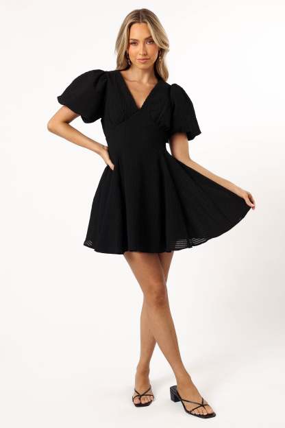 Max Short Sleeve Mini Dress - Black-Sunny Prom