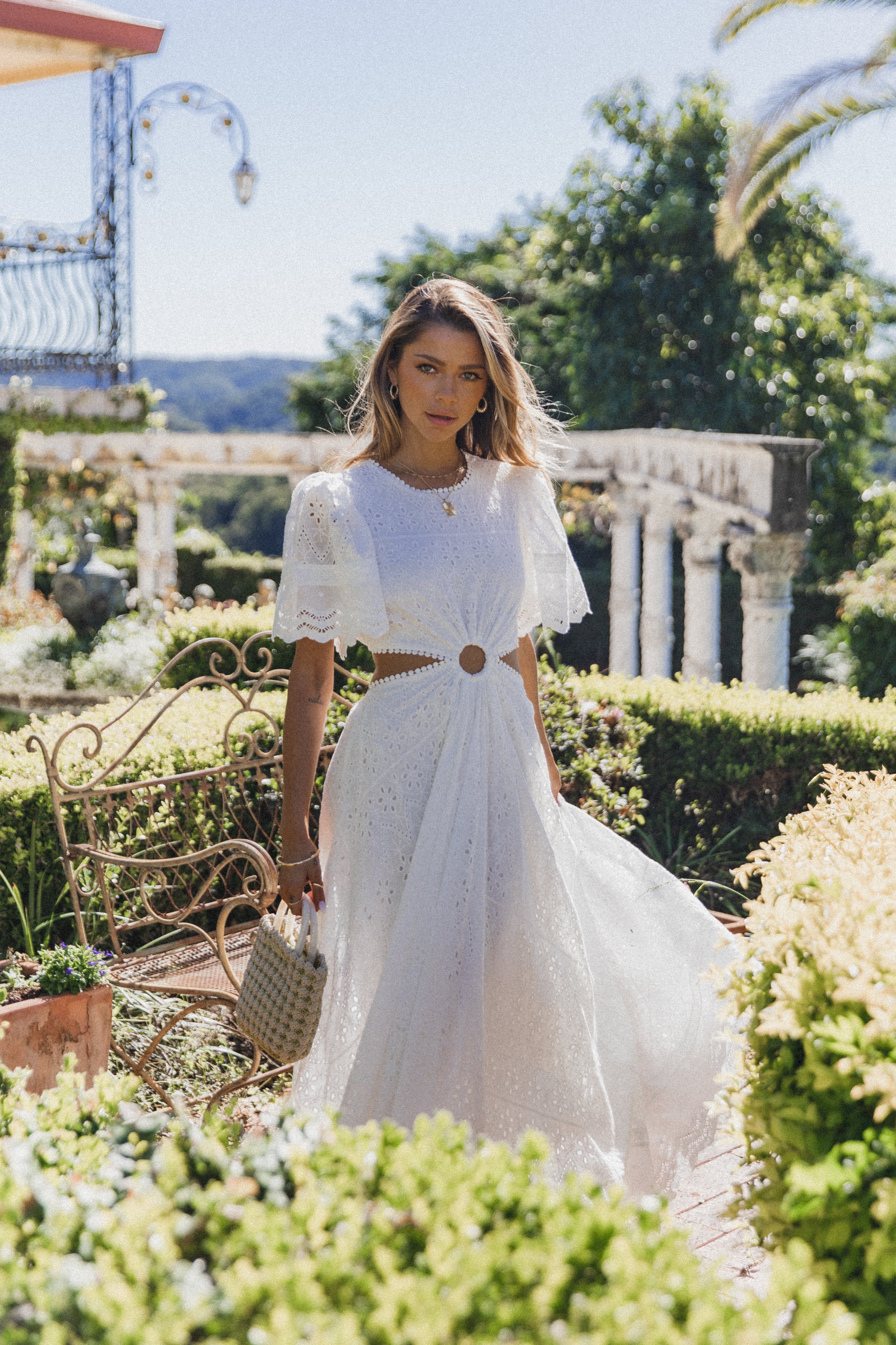 Merletto Cut Out Maxi Dress - White-Sunny Prom