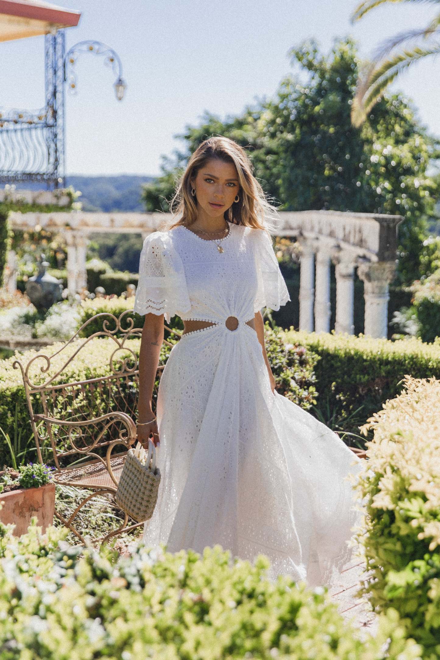 Merletto Cut Out Maxi Dress - White-Sunny Prom