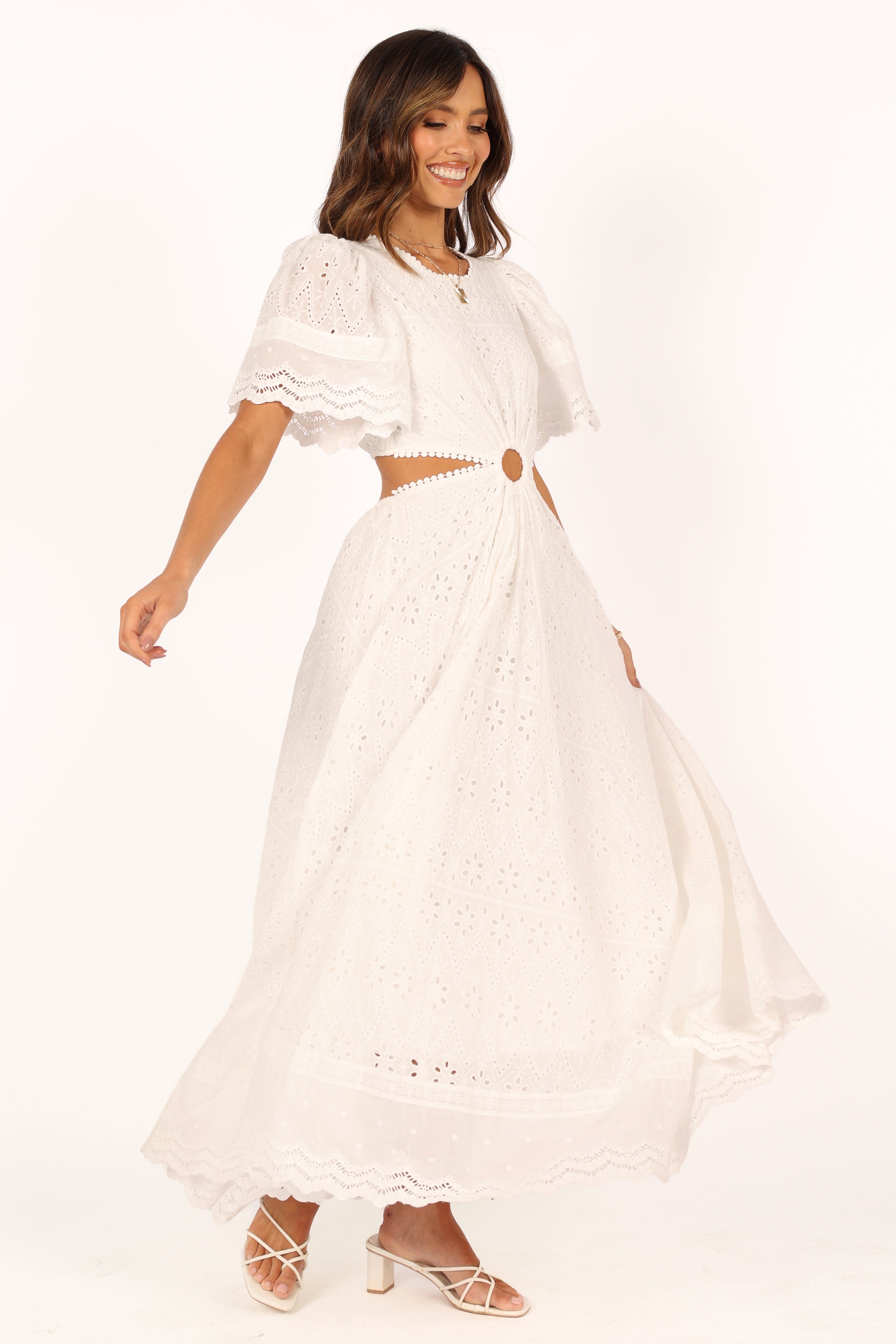 Merletto Cut Out Maxi Dress - White-Sunny Prom