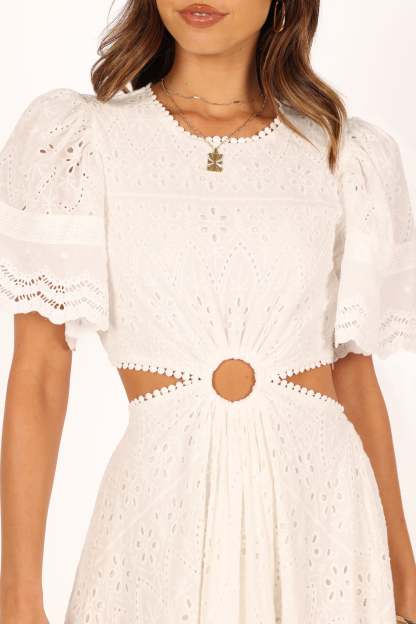 Merletto Cut Out Maxi Dress - White-Sunny Prom