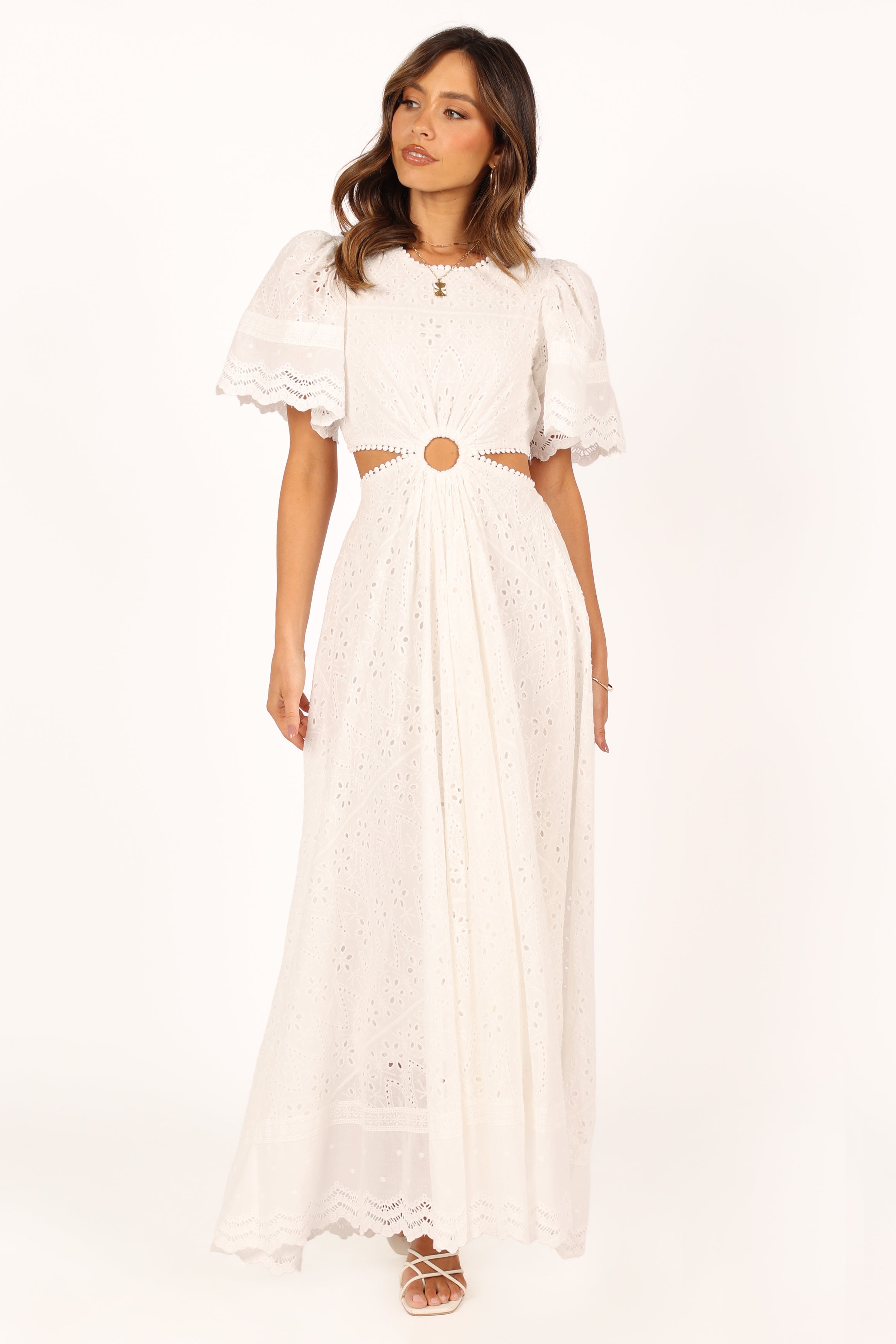 Merletto Cut Out Maxi Dress - White-Sunny Prom