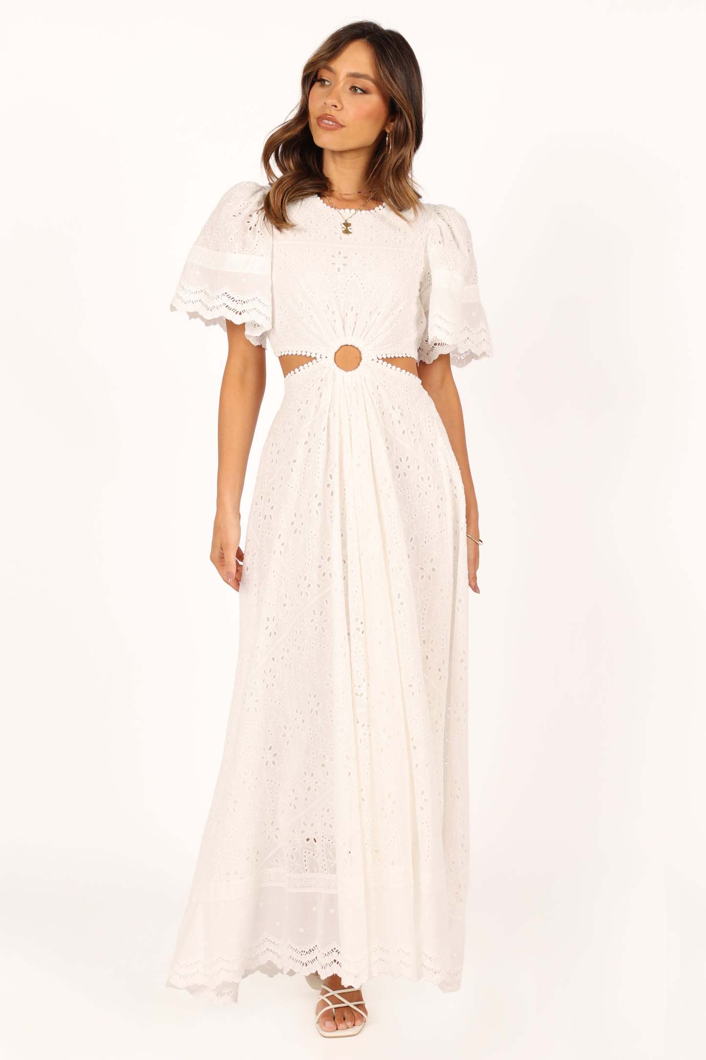 Merletto Cut Out Maxi Dress - White-Sunny Prom
