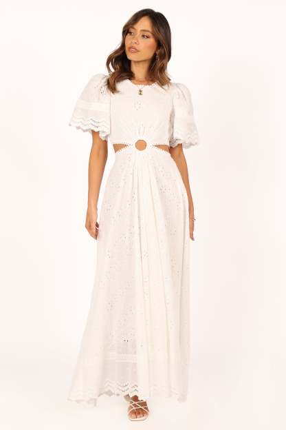Merletto Cut Out Maxi Dress - White-Sunny Prom