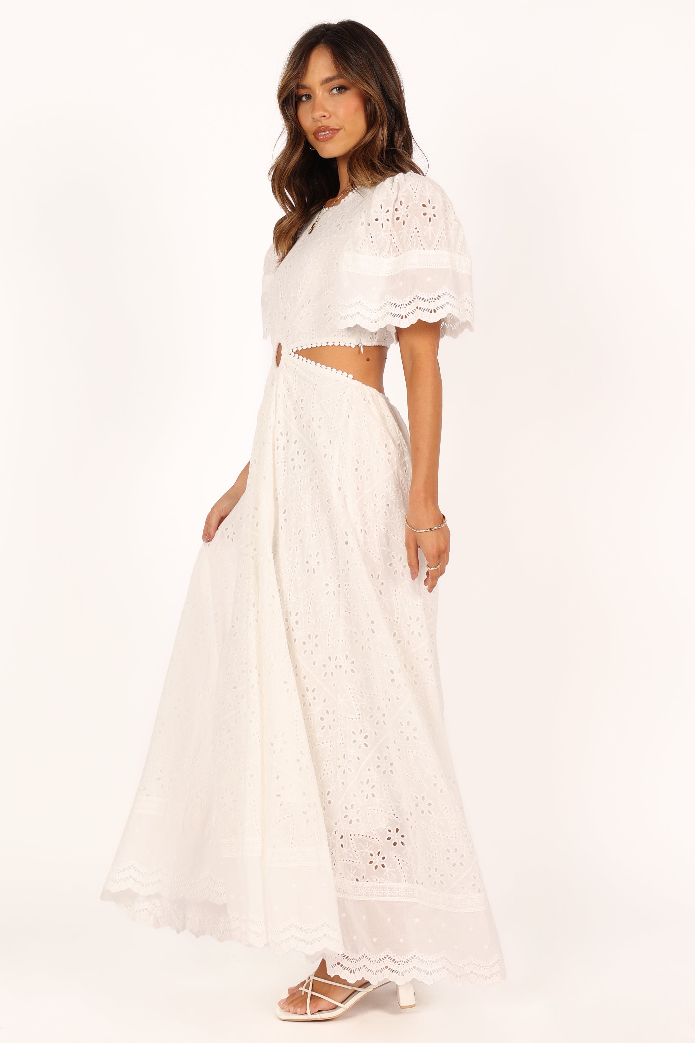 Merletto Cut Out Maxi Dress - White-Sunny Prom