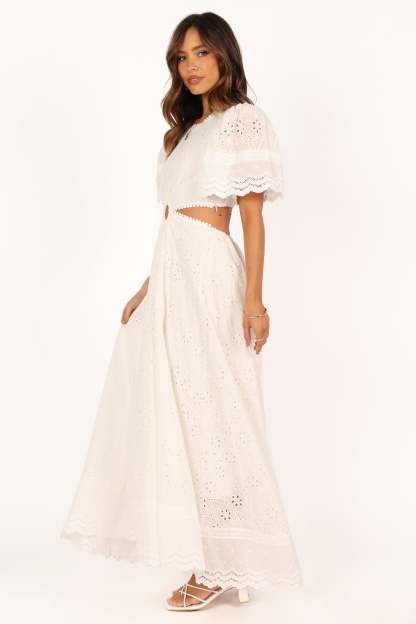 Merletto Cut Out Maxi Dress - White-Sunny Prom