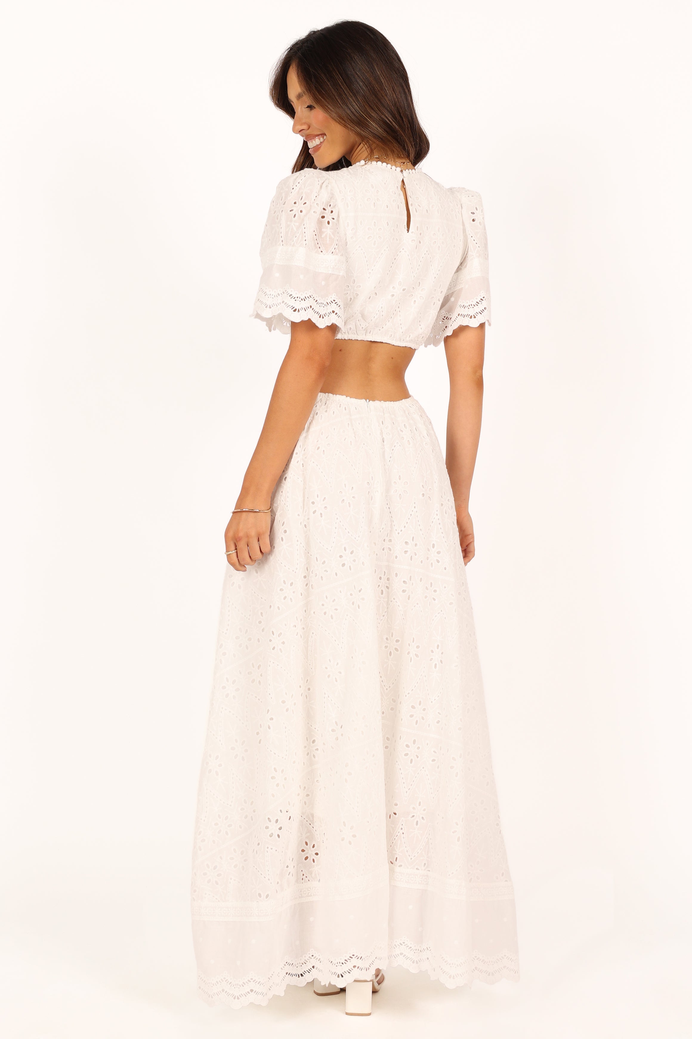 Merletto Cut Out Maxi Dress - White-Sunny Prom