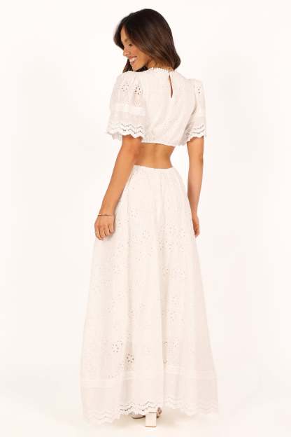 Merletto Cut Out Maxi Dress - White-Sunny Prom