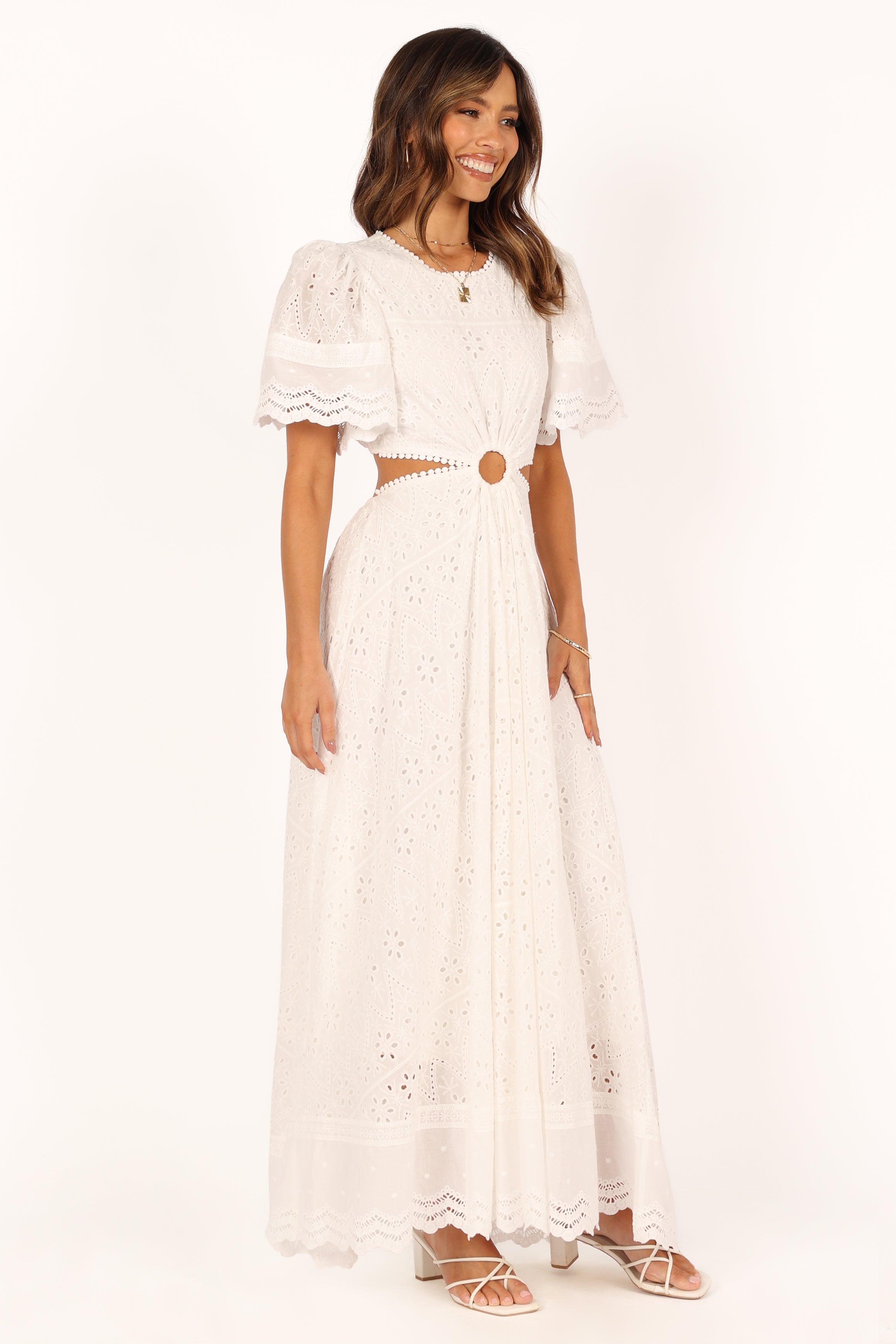 Merletto Cut Out Maxi Dress - White-Sunny Prom