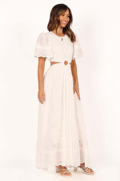 Merletto Cut Out Maxi Dress - White-Sunny Prom
