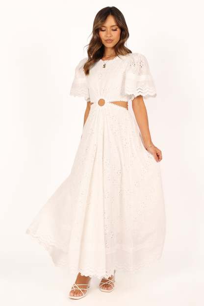 Merletto Cut Out Maxi Dress - White-Sunny Prom