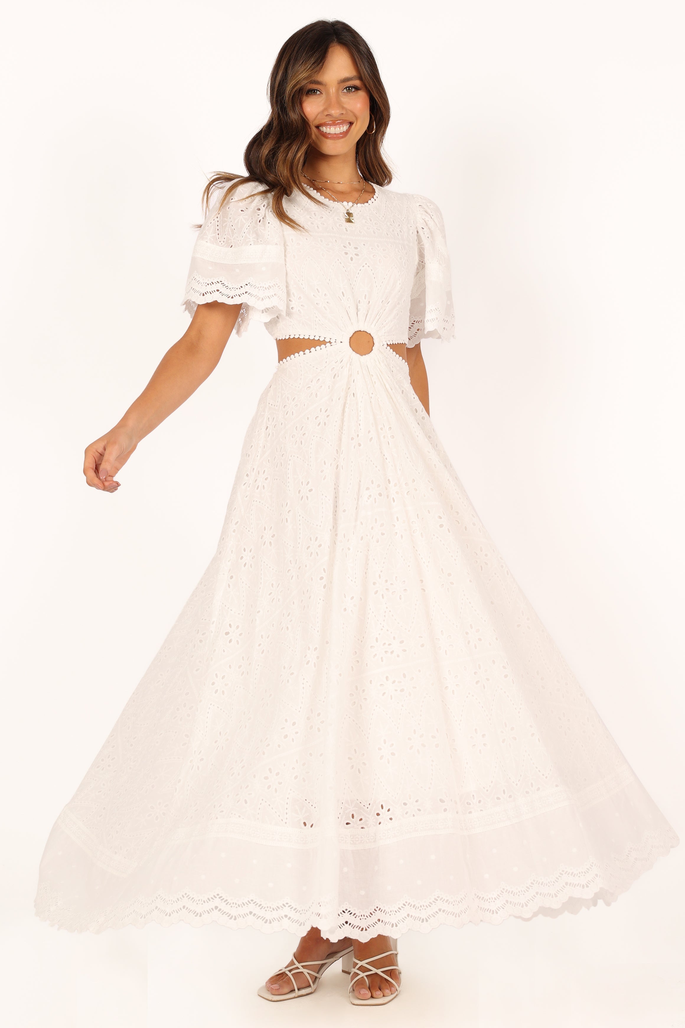 Merletto Cut Out Maxi Dress - White-Sunny Prom