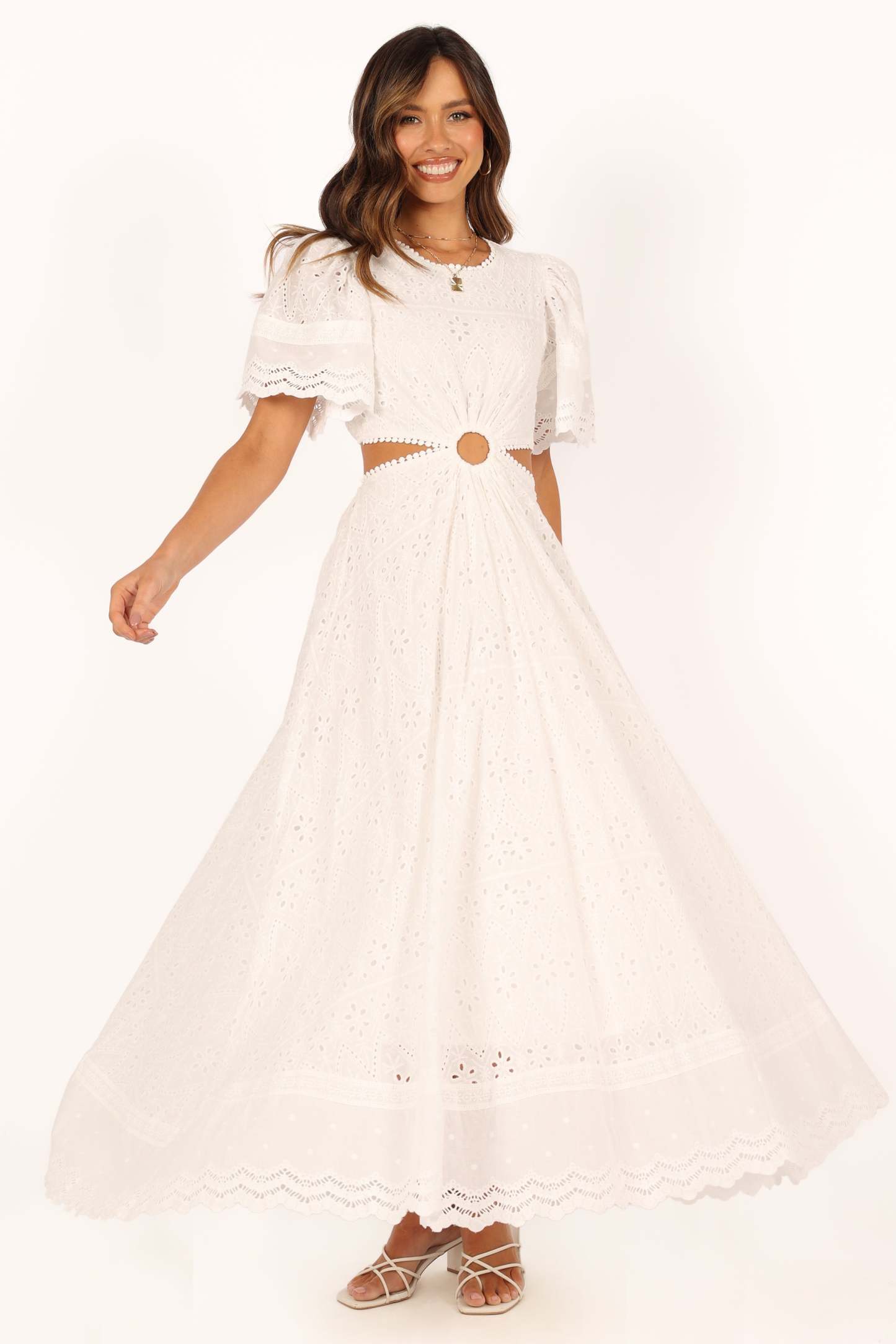 Merletto Cut Out Maxi Dress - White-Sunny Prom
