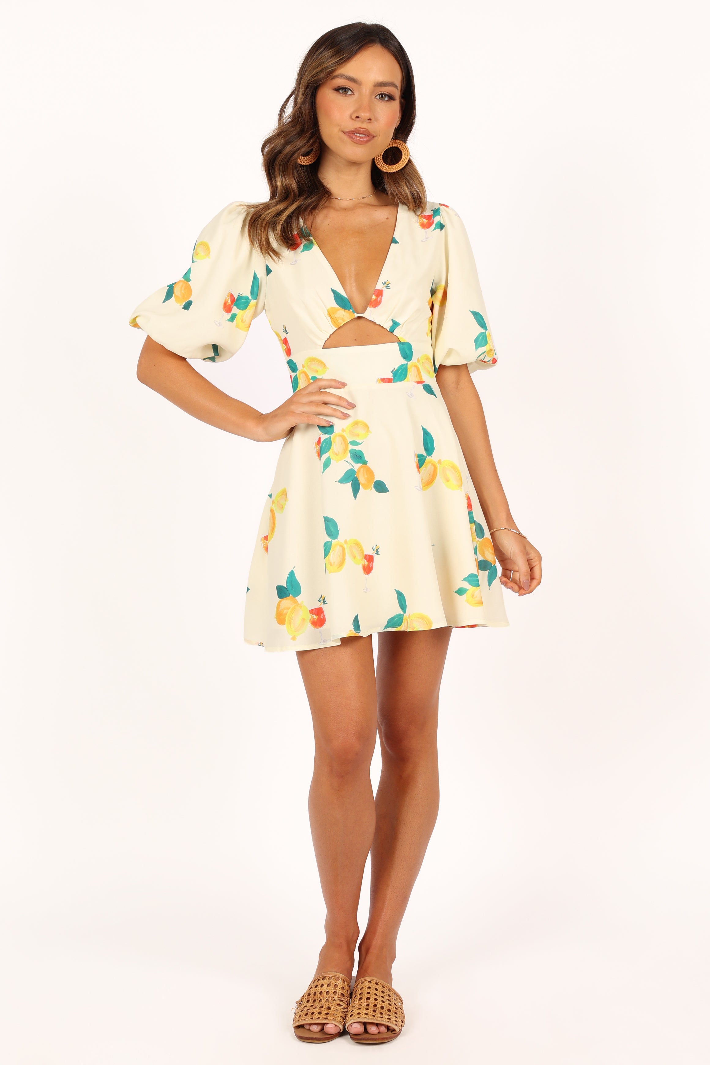 Mikaela Mini Dress - Lemon Print-Sunny Prom
