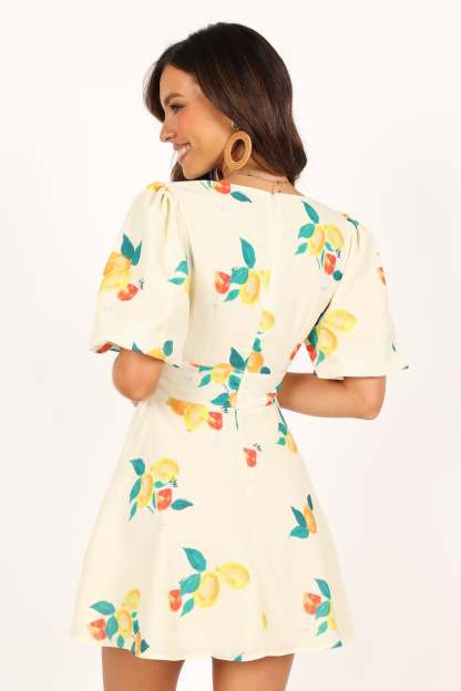 Mikaela Mini Dress - Lemon Print-Sunny Prom