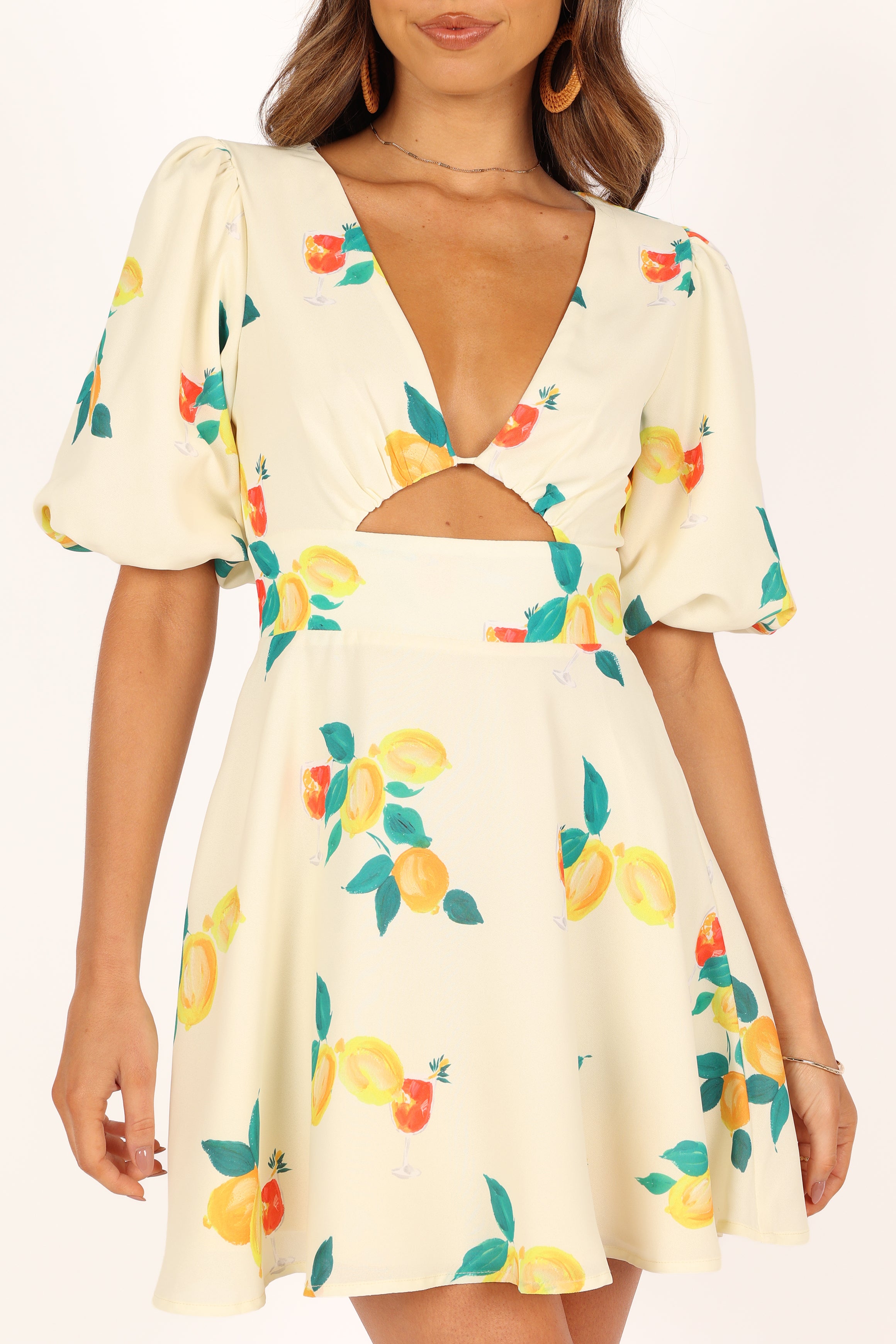 Mikaela Mini Dress - Lemon Print-Sunny Prom