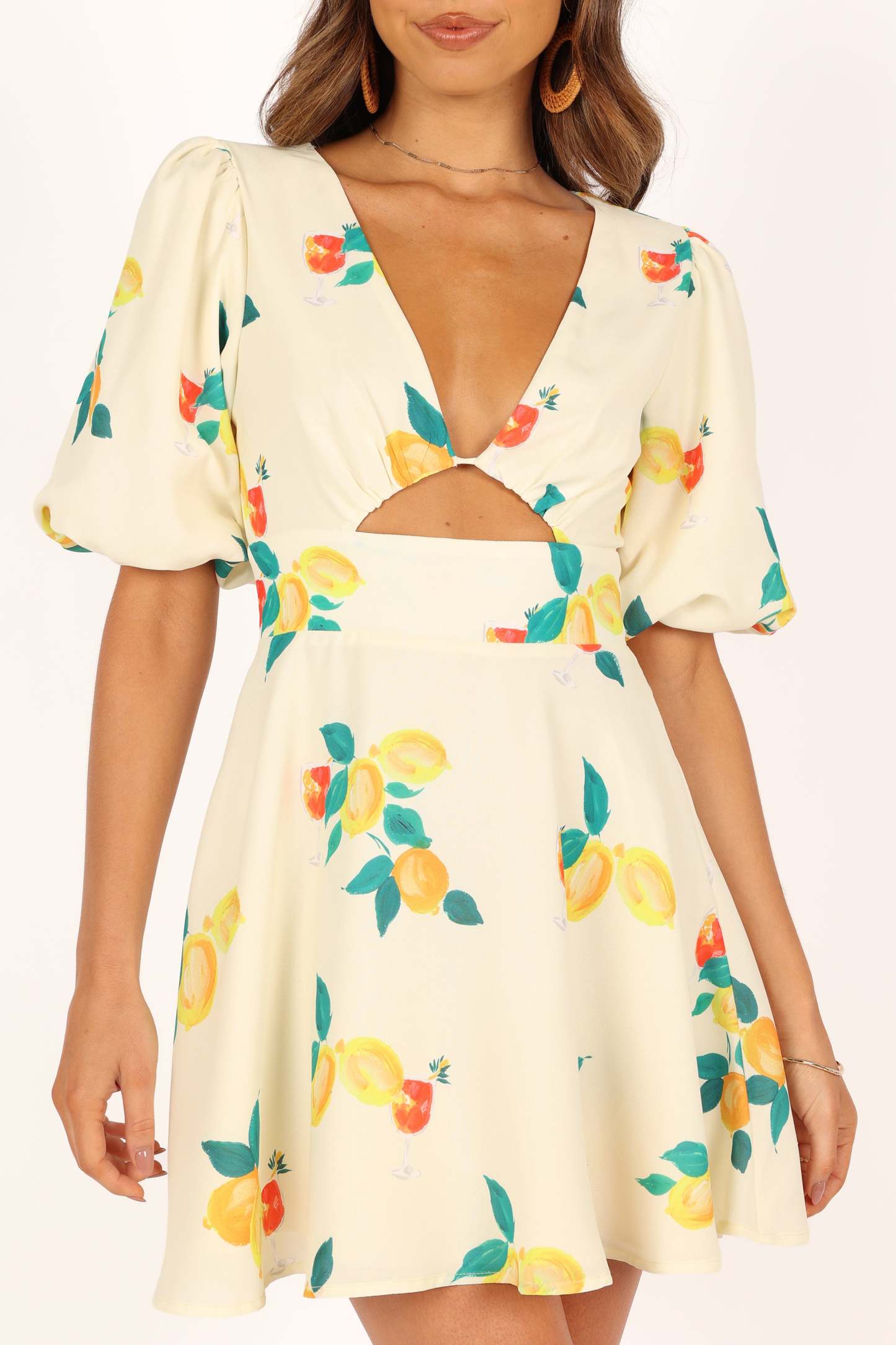 Mikaela Mini Dress - Lemon Print-Sunny Prom