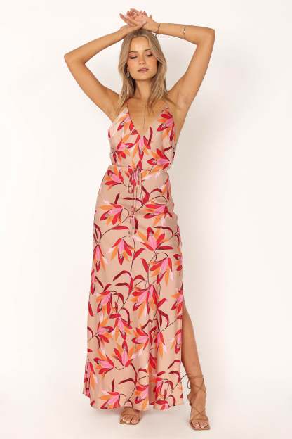 Mila Maxi Dress - Coral Print-Sunny Prom