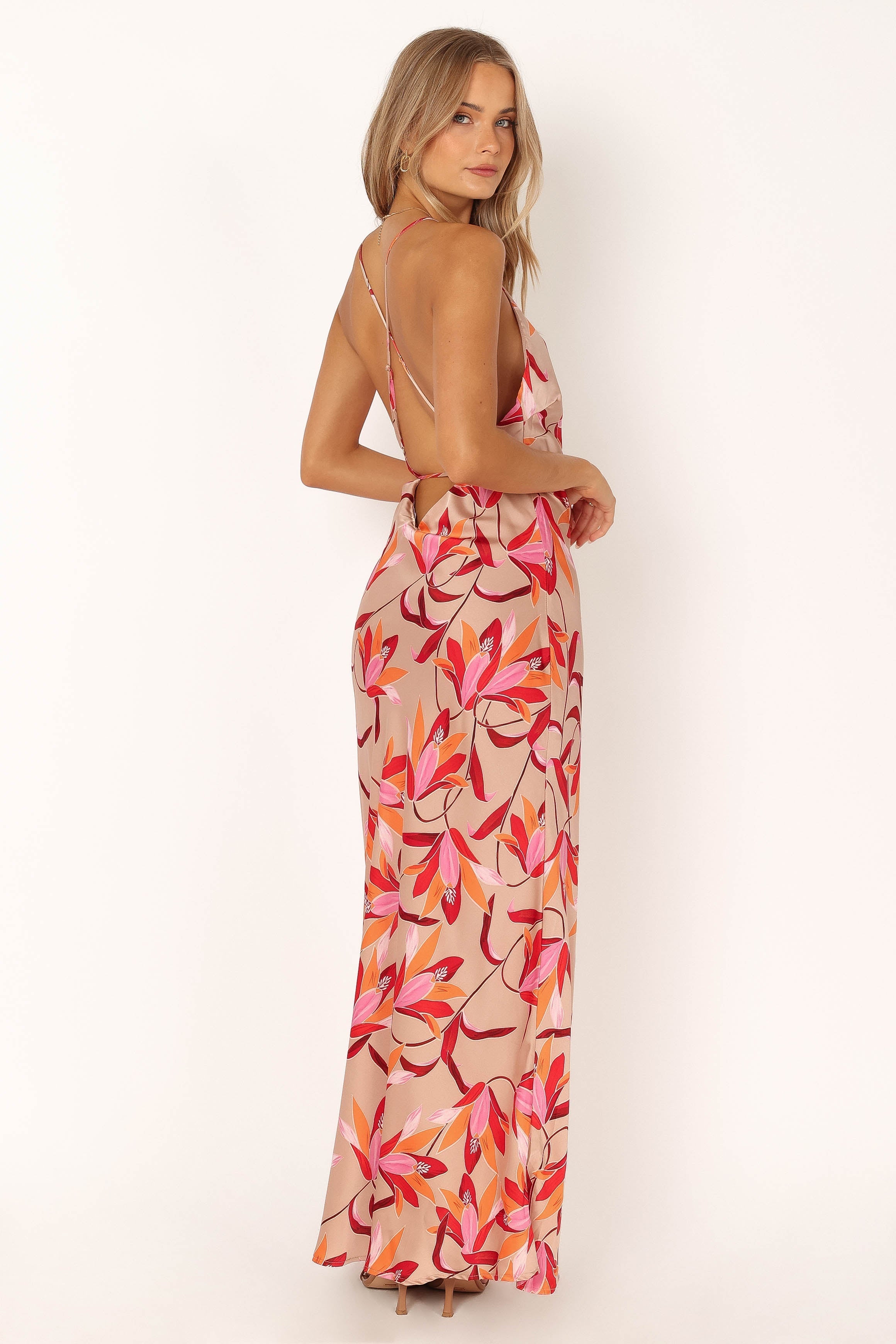 Mila Maxi Dress - Coral Print-Sunny Prom