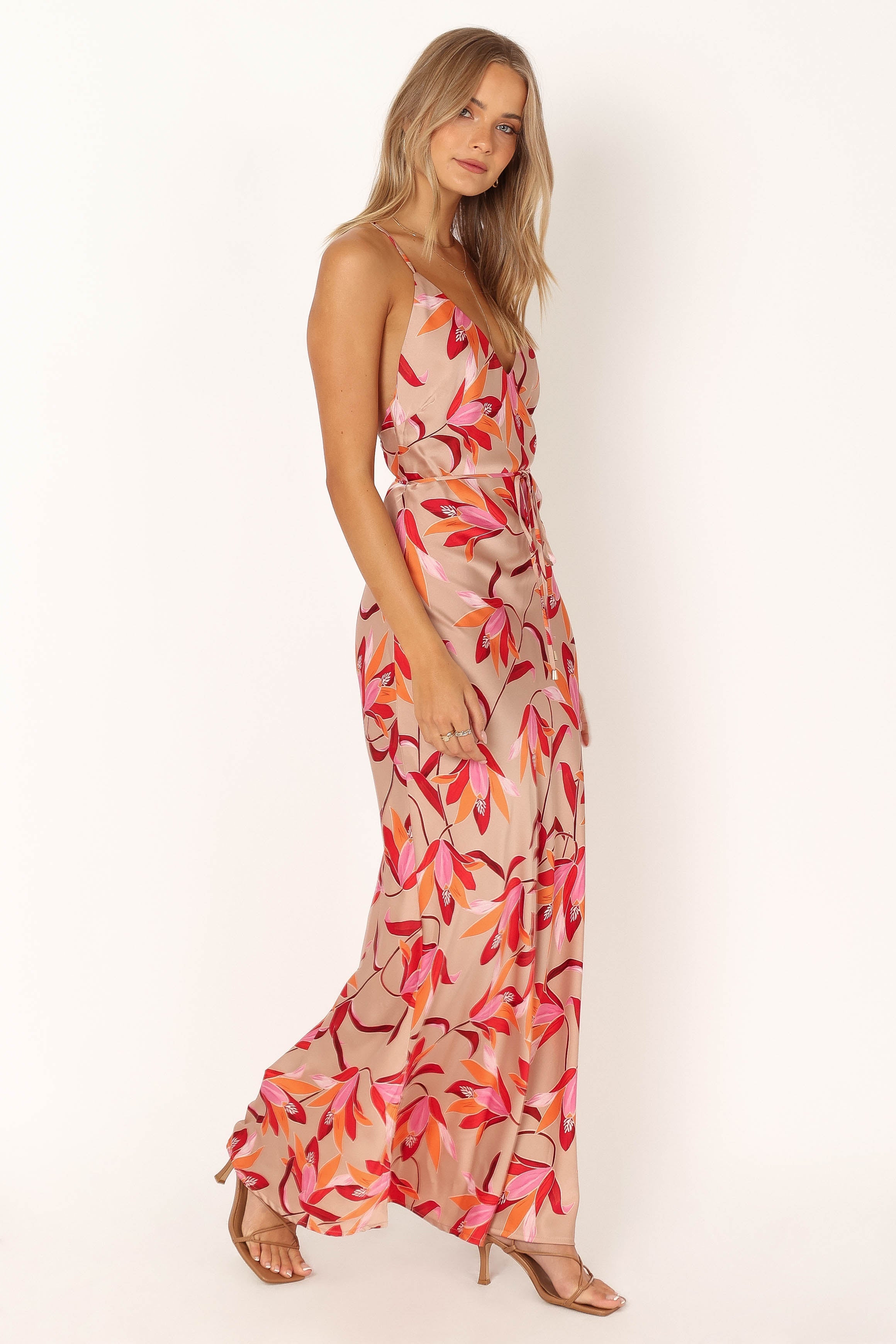 Mila Maxi Dress - Coral Print-Sunny Prom