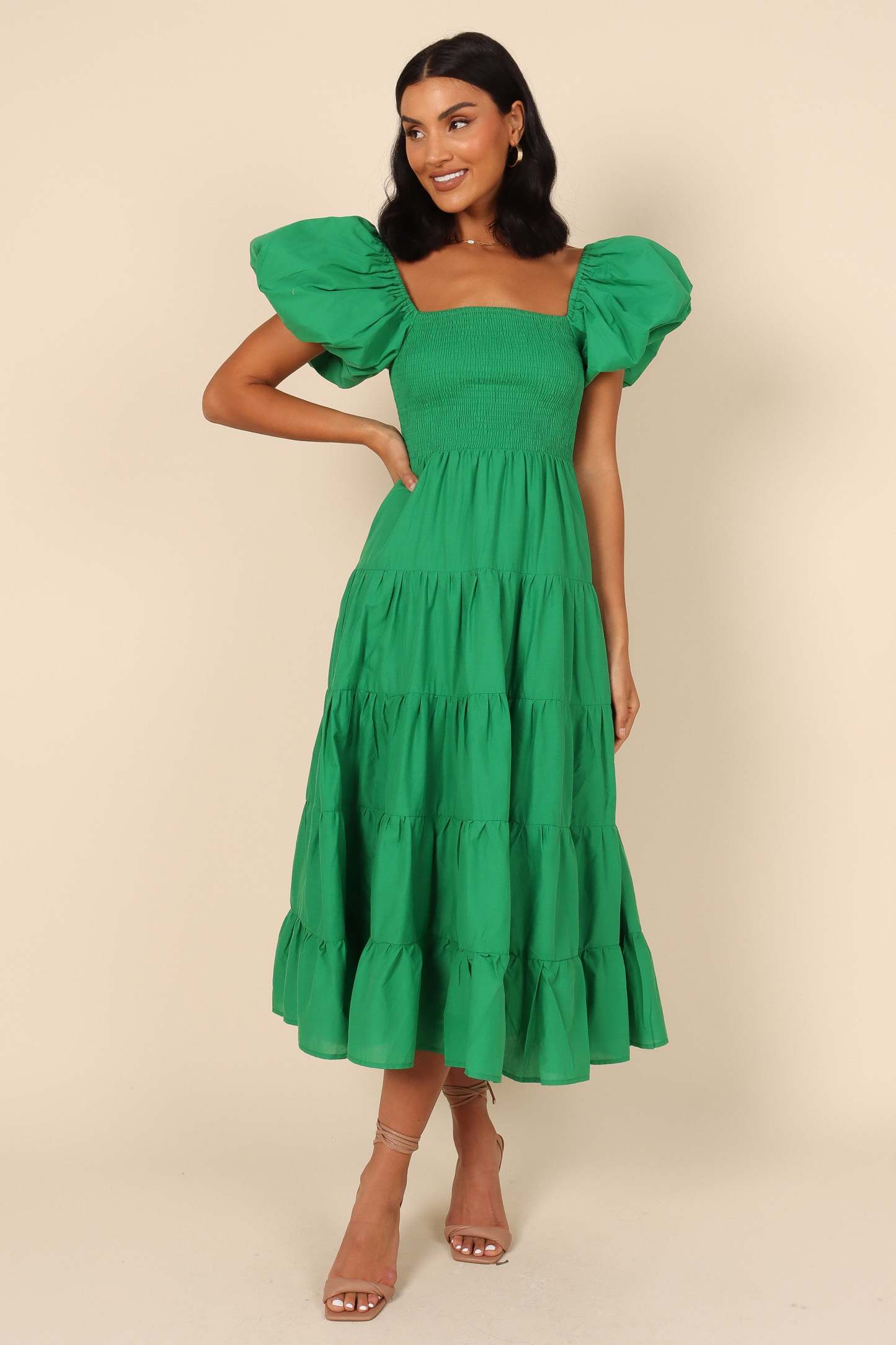 Morgan Tiered Dress - Green-Sunny Prom