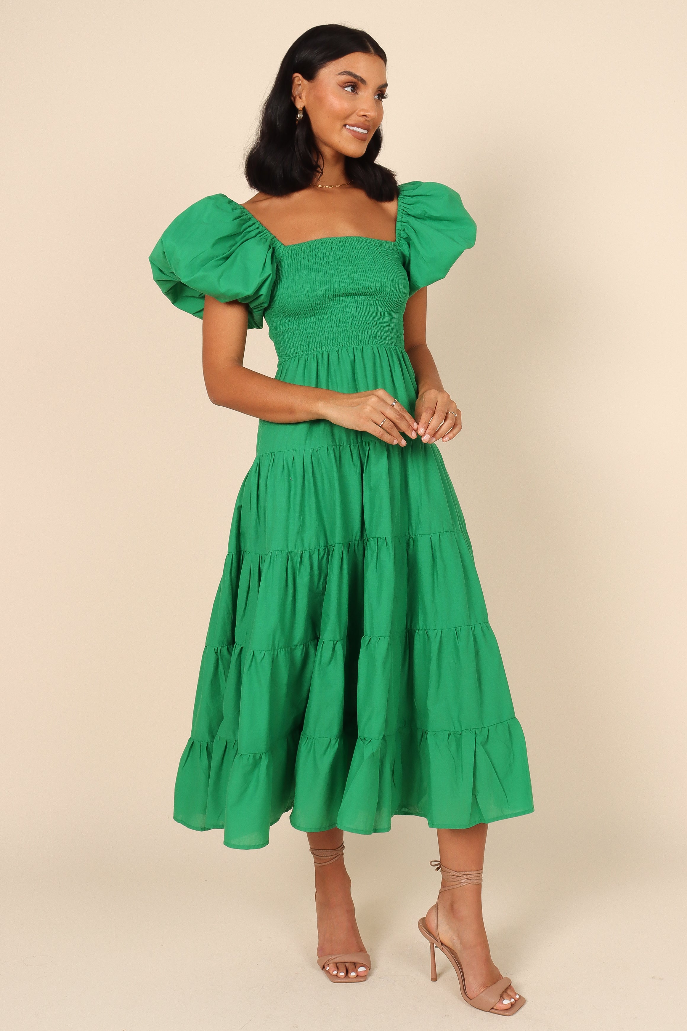 Morgan Tiered Dress - Green-Sunny Prom
