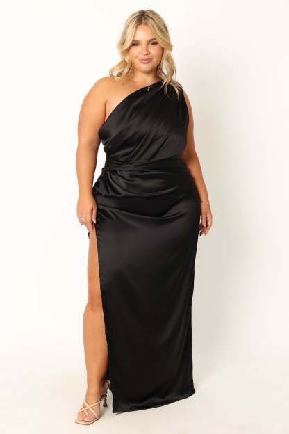 Nadia One Shoulder Maxi Dress - Black-Sunny Prom