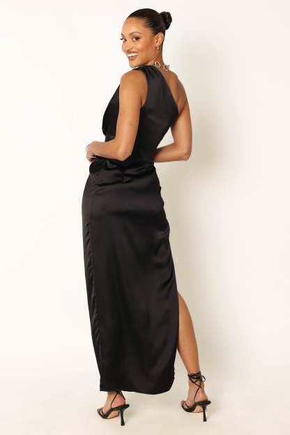Nadia One Shoulder Maxi Dress - Black-Sunny Prom
