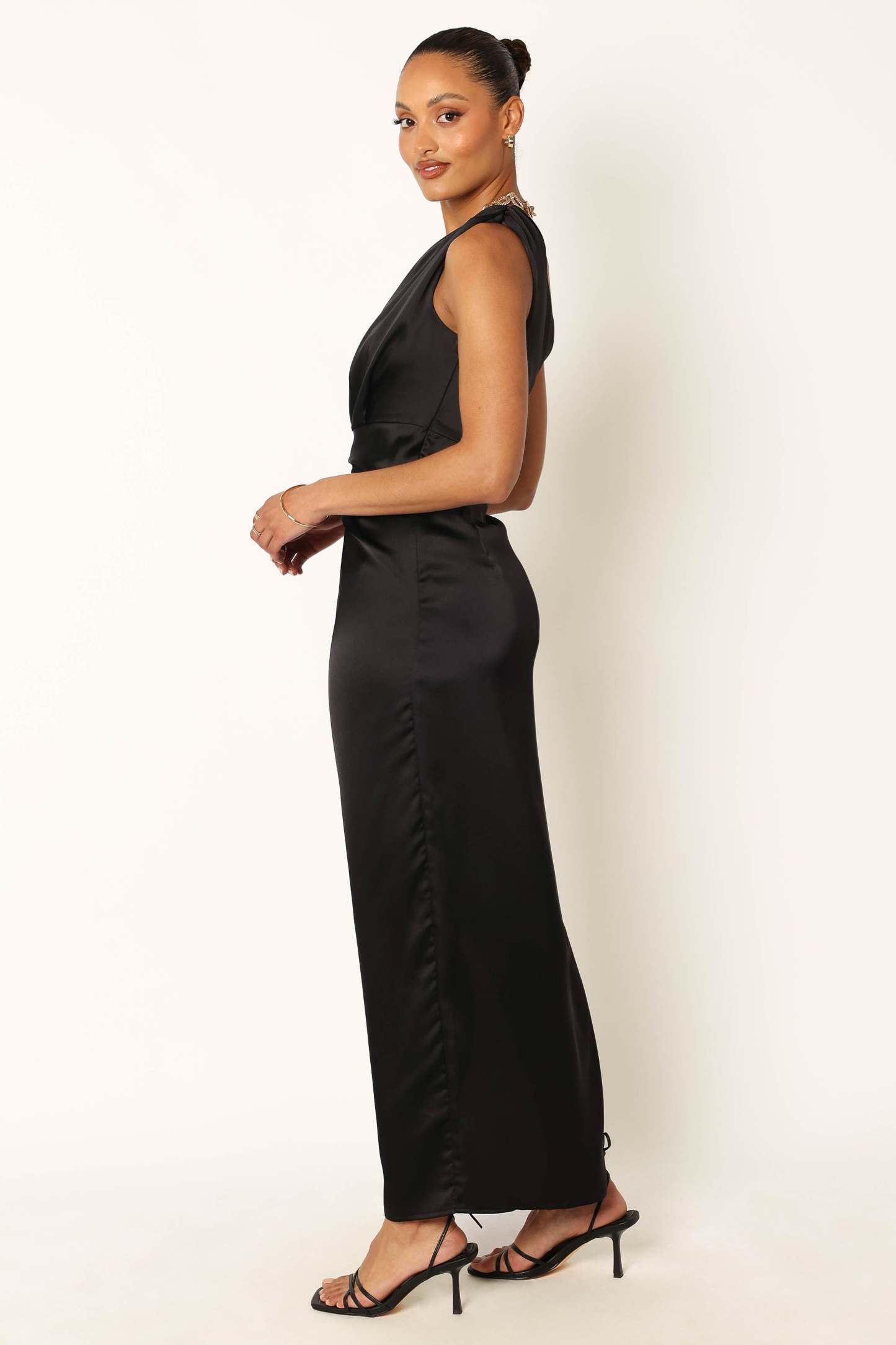 Nadia One Shoulder Maxi Dress - Black-Sunny Prom