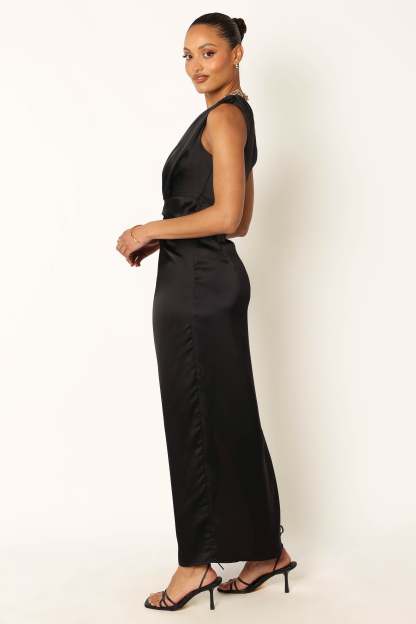 Nadia One Shoulder Maxi Dress - Black-Sunny Prom