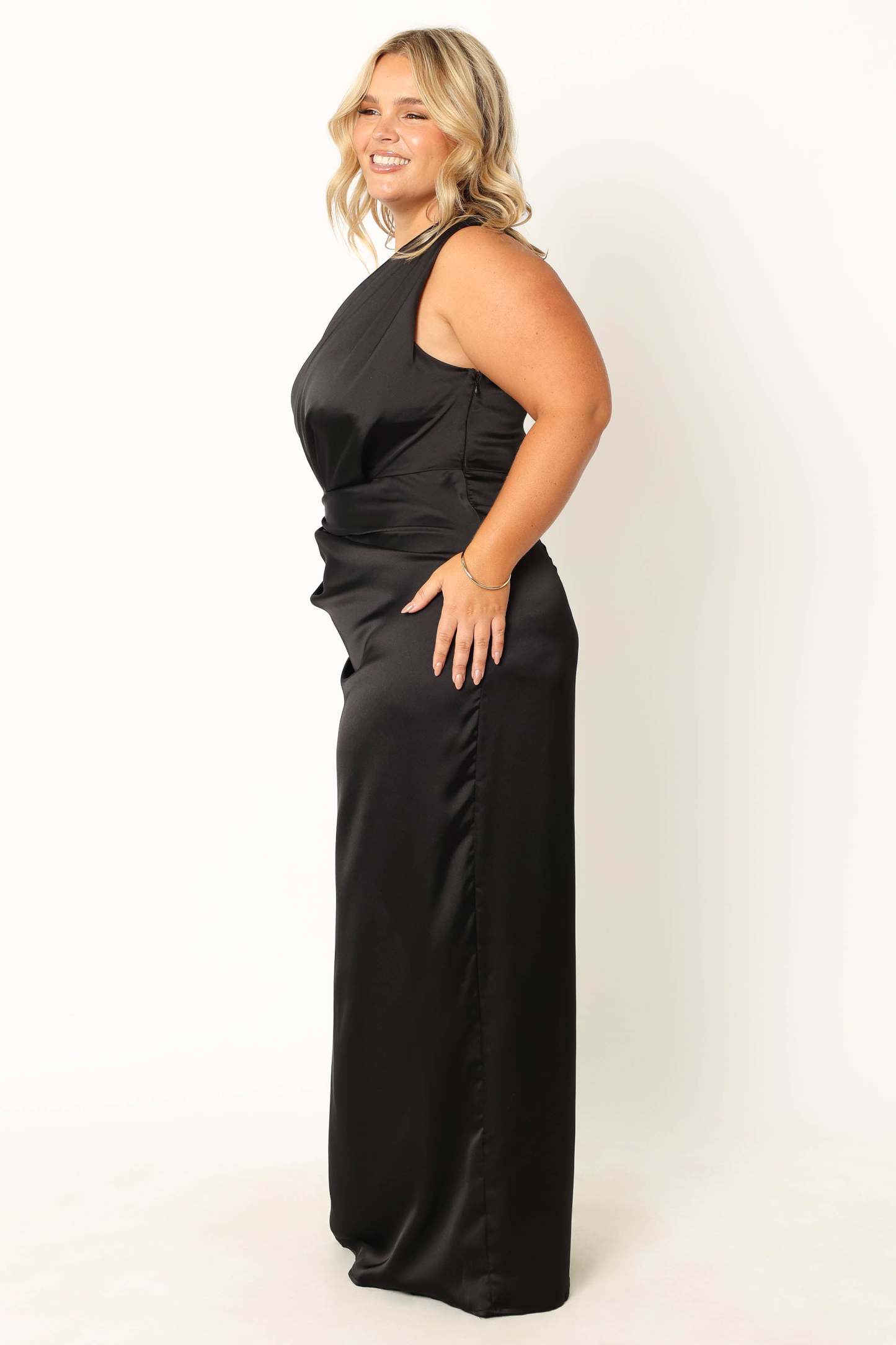 Nadia One Shoulder Maxi Dress - Black-Sunny Prom