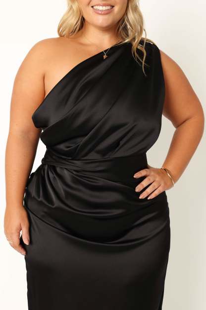 Nadia One Shoulder Maxi Dress - Black-Sunny Prom