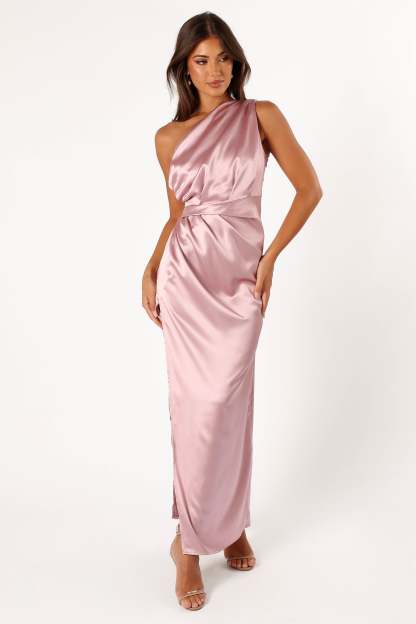Nadia One Shoulder Maxi Dress - Dusty Rose-Sunny Prom