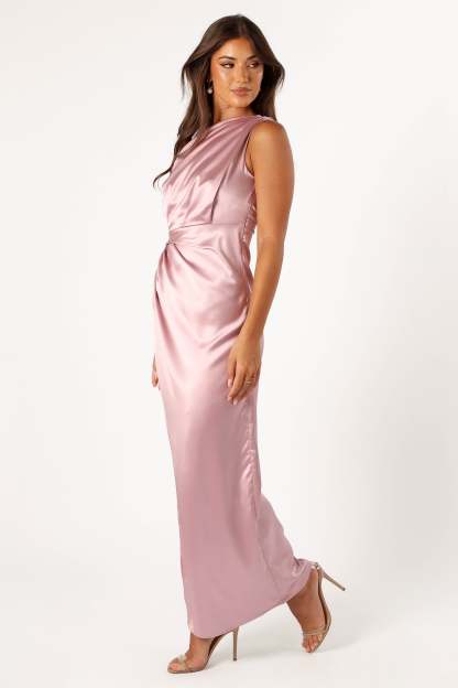 Nadia One Shoulder Maxi Dress - Dusty Rose-Sunny Prom