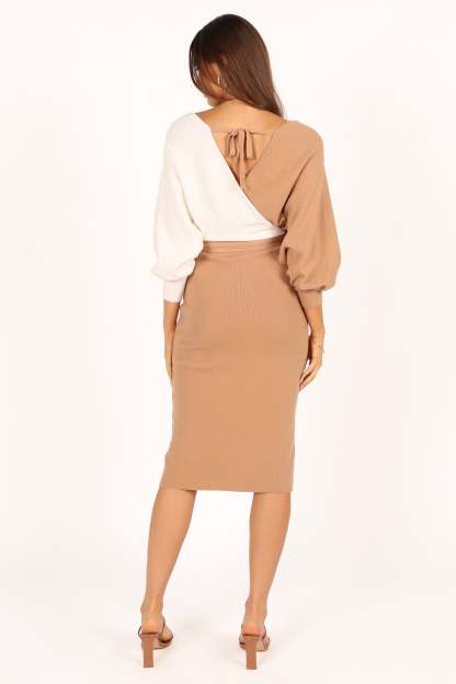 Nate Dress - Beige/White-Sunny Prom