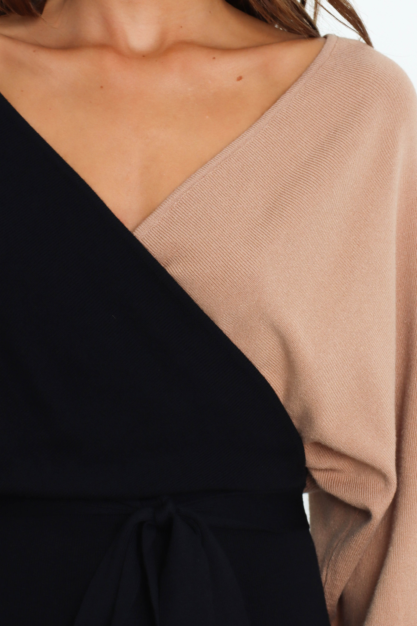 Nate Dress - Black/Beige-Sunny Prom